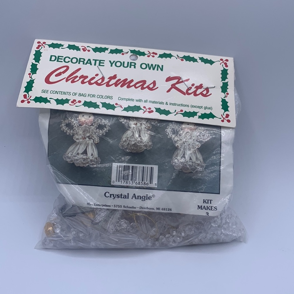 Vintage Decorate Your Own Christmas Kit Crystal Angie Angels Ornaments